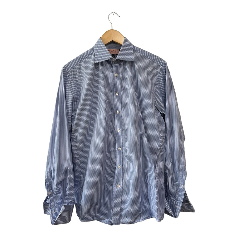 Thomas Pink Blue Pinstriped Casual Shirt, 15 1/2 39CM